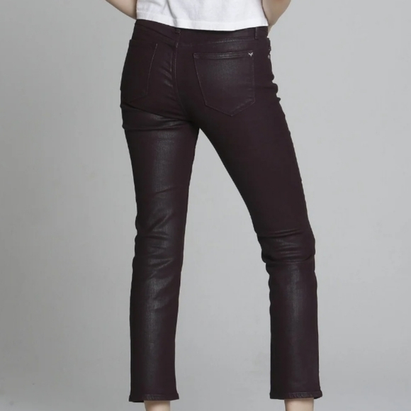 VIGOSS | Stevie straight crop coated burgundy stretch denim jeans - Picture 11 of 11
